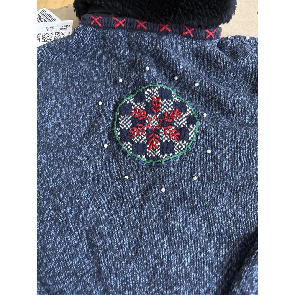 VTG Christmas Sweater Cardigan Sz M Erika Snowman Snowflakes Embroidered Pearls - Picture 12 of 12